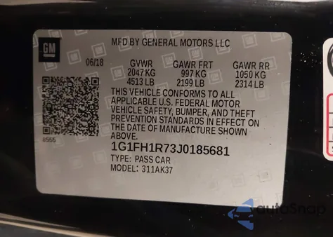 2018 Chevrolet Camaro 2Ss z USA, uszkodzony, nr VIN 1G1FH1R73J0185681